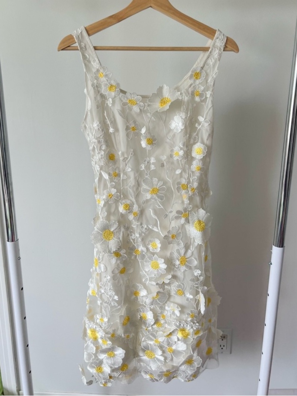 Floral Embroidered White and Yellow Dress - Picture 2 of 4